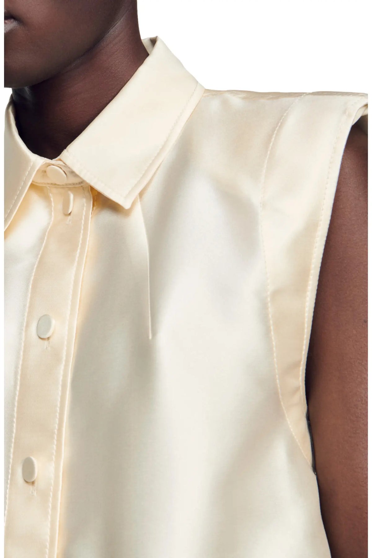 Sandro Limon Cropped Satin Shirt