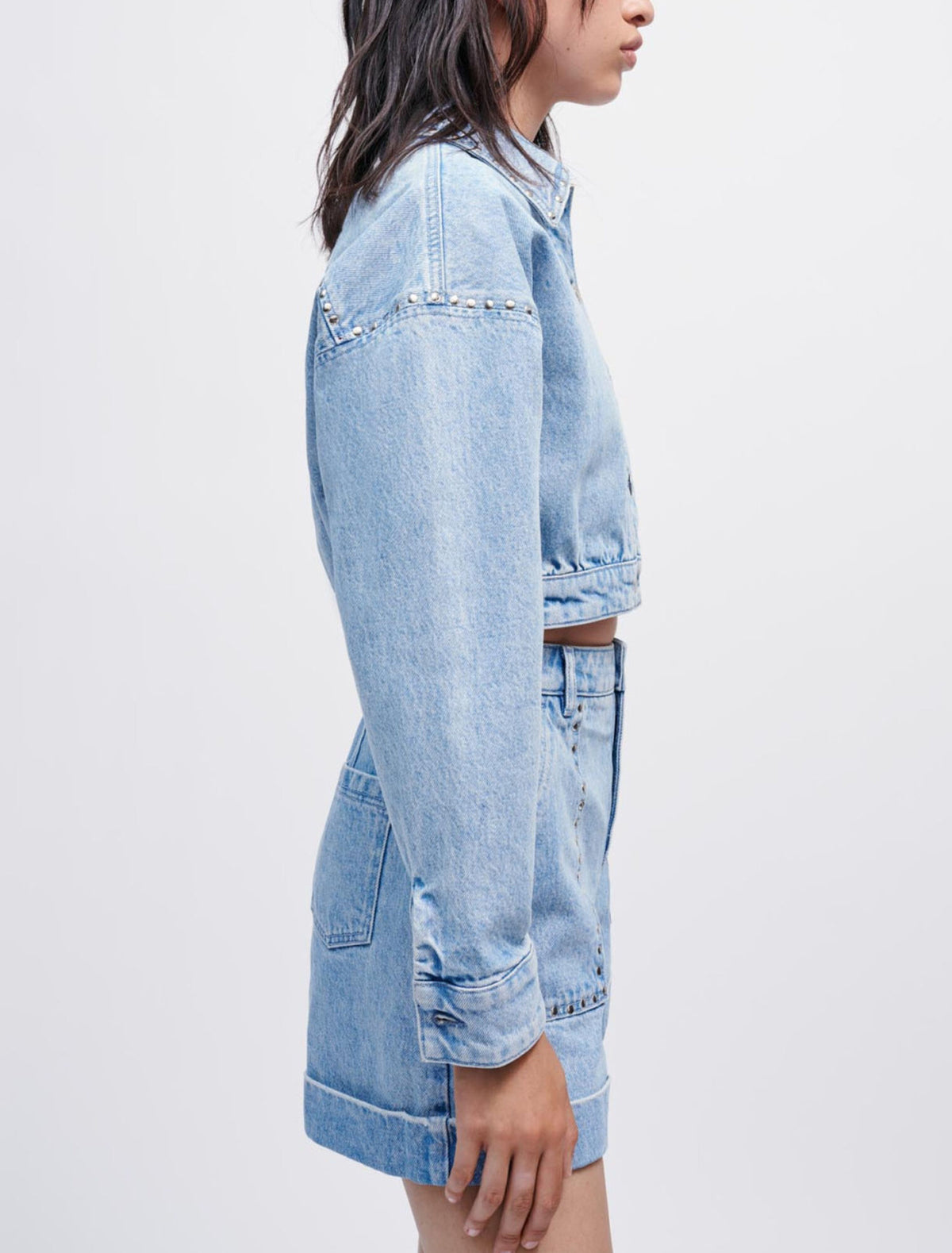 Maje Denim jacket with studs