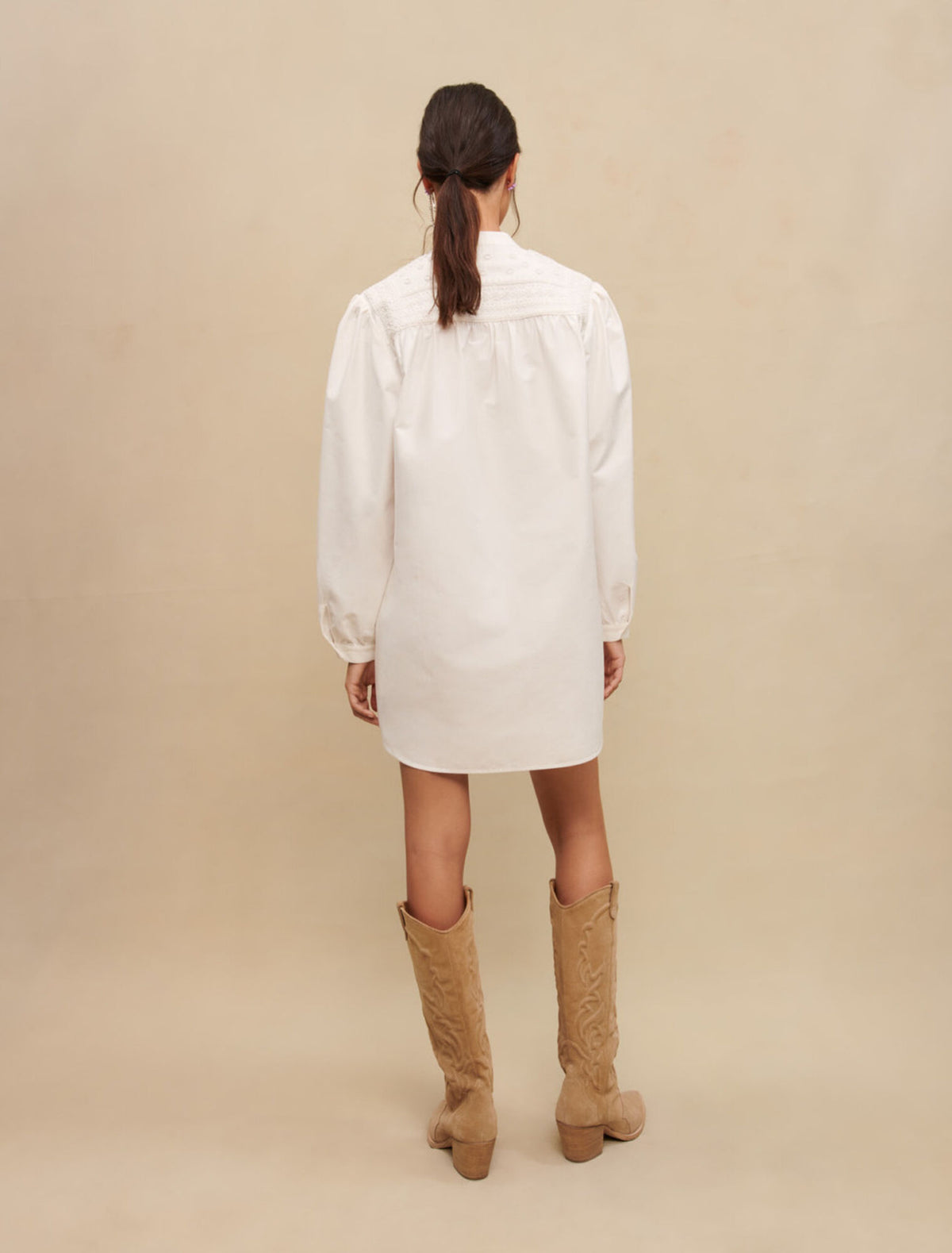 Maje Short Dress with Voluminous Sleeves